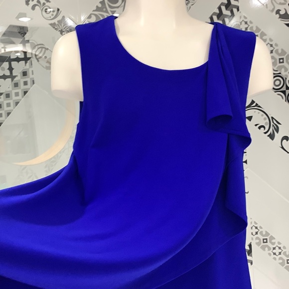 Made in🇨🇦Beautiful Sleeveless Cross Over Ruffle Front JR Dress - Picture 6 of 17